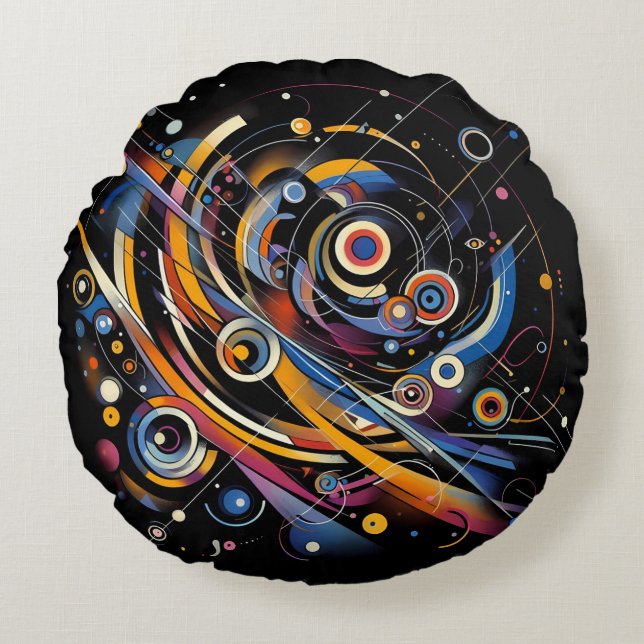 Kosmisk omloppsgeometri - Abstrakt, cirkel och kon Rund Kudde (Framsidan)