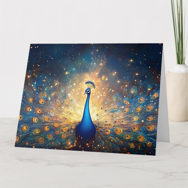 Kosmisk Peacock med stjärnfjädrar Kort (Framsida)