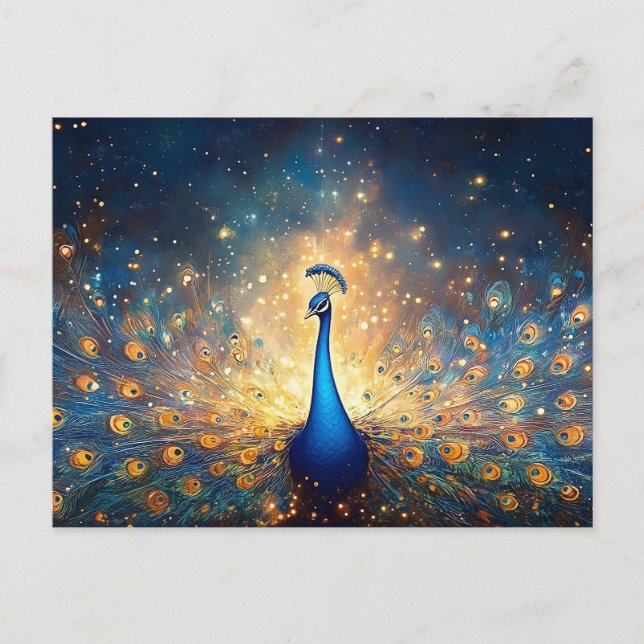 Kosmisk Peacock med stjärnfjädrar Vykort (Framsida)