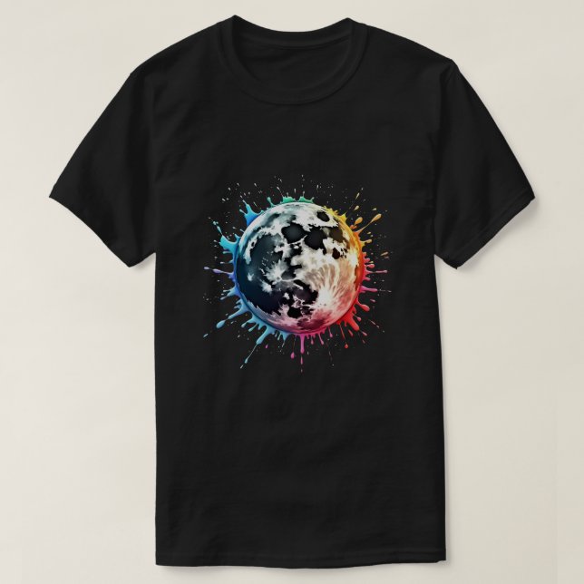 Kosmisk platta: en färgfull Lunar-explosion T Shirt (Design framsida)