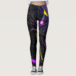 Kosmisk puls Neon Futuristiska Galaxy Leggings