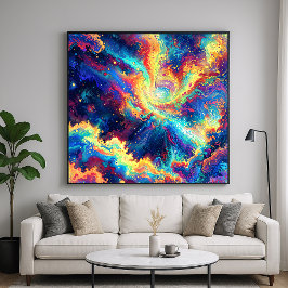 Kosmisk reaktion - Levande och färgrik abstrakt Poster