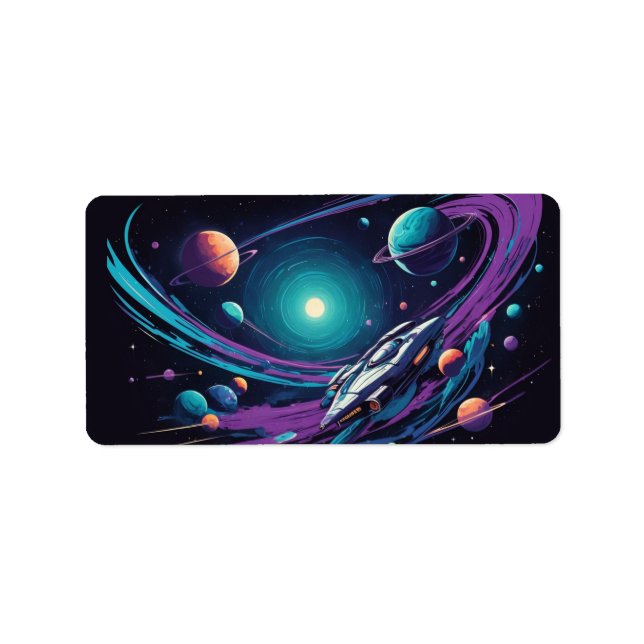 kosmisk resa adressetikett (Framsidan)