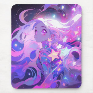 Kosmisk Rosa och Lila Anime Girl Musmatta
