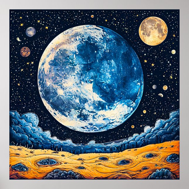 🌌 Kosmisk rymdkonst för modern fantasi Poster (Framsidan)