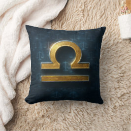 Kosmisk shimmering av zodiaksymbol Guld Libra Kudde