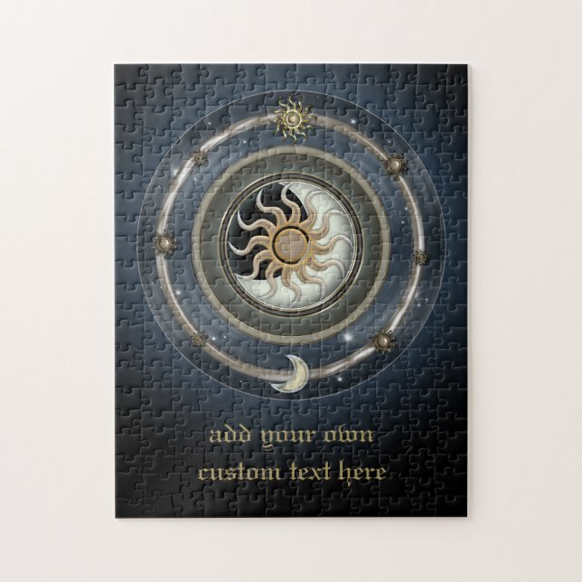 Kosmisk solmåne- & stjärnadesign pussel (Vertikal)