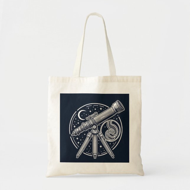 Kosmisk Stargazer Vintage Telescope Art Tygkasse (Framsidan)