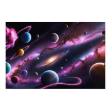 Kosmisk symfoni av planeter och galaxer