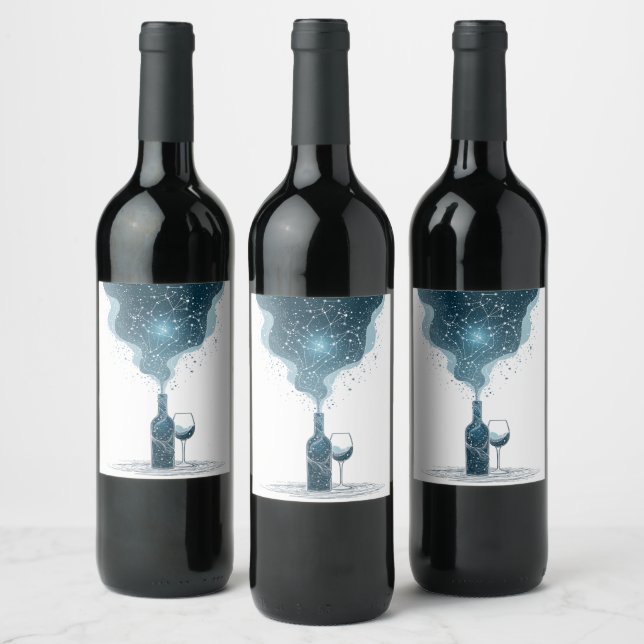 🌌 Kosmisk vinetikett-design 🍷🔭 Vinflaska Etikett (Flaskor)