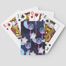 Kosmiska bubblor | Blåa Lila Måne Stars Planets Casinokort
