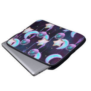 Kosmiska bubblor Blåa Lila Måne Stars Planets Laptop Fodral