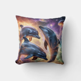 Kosmiska delfiner och maneter i rymden kudde