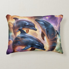 Kosmiska delfiner och maneter i rymden prydnadskudde