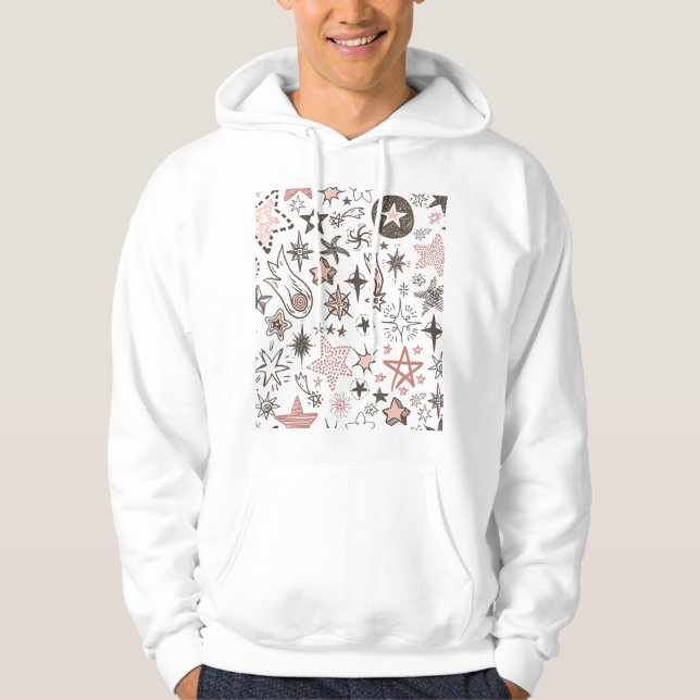 Kosmiska Doodlar: Stars och kometer Hoodie (Framsida)