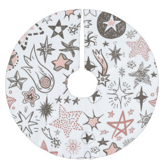 Kosmiska Doodlar: Stars och kometer Julgransmatta Borstad Polyester