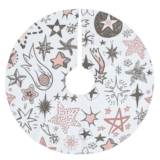 Kosmiska Doodlar: Stars och kometer Julgransmatta Borstad Polyester (Framsidan)
