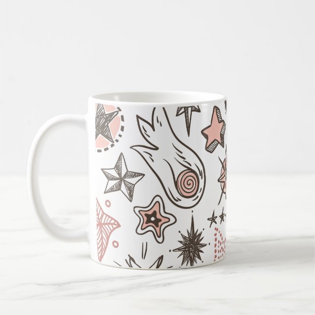 Kosmiska Doodlar: Stars och kometer Kaffemugg (Vänster)