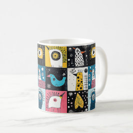 Kosmiska fåglar och Doodle Dreams Kaffemugg