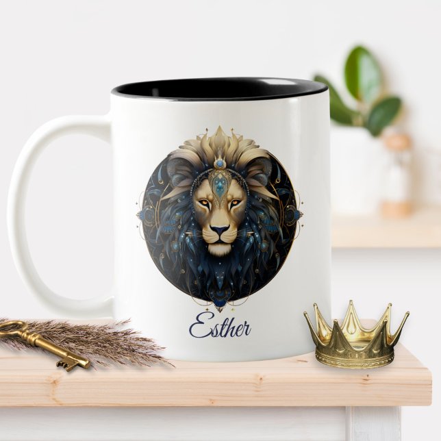 Kosmiska fantasy Astrological Zodiac Sign Namn Leo Två-Tonad Mugg (Skapare uppladdad)