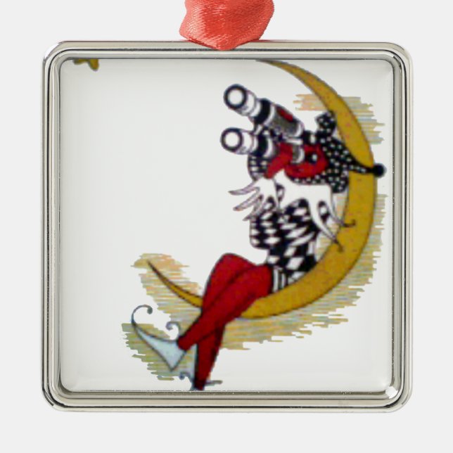 Kosmiska Gaze: Elf på Måne Äventyr Julgransprydnad Metall (Framsidan)