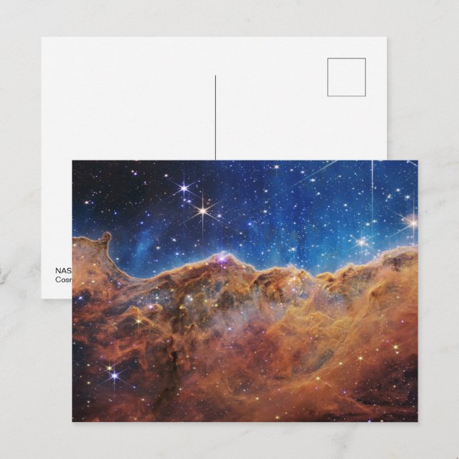 Kosmiska klipp i Carina Nebula | James Webb | Vykort (Fram/baksida)