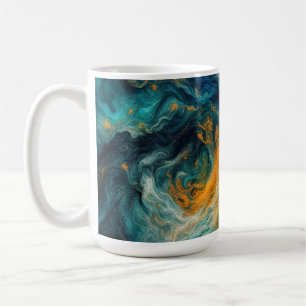 Kosmiska Oceankvadrat - Färgfull Abstrakt Kaffemugg