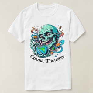 Kosmiska tankar" Vibrant Skull och jord T Shirt