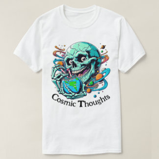 Kosmiska tankar" Vibrant Skull och jord T Shirt