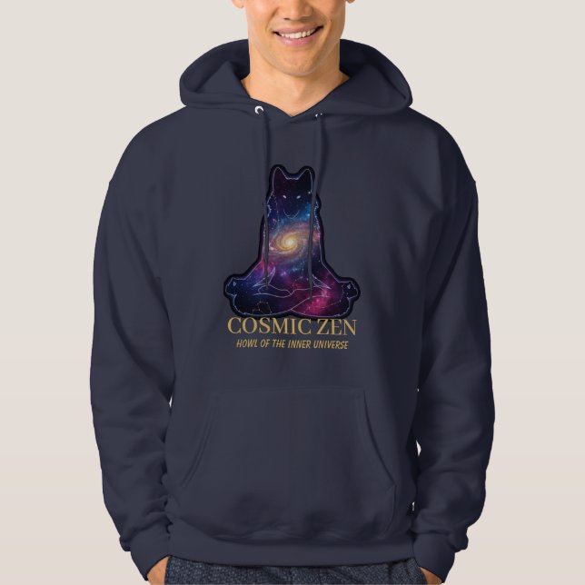 Kosmiska Zen Vargen – Mediterande Galaxande Andlig Hoodie (Framsida)