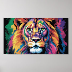 Kosmiske Lejonkungen - Psychedelisk Vildlivs Mäste Poster