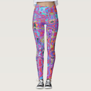 Kosmiskt Abstrakt Regnbågsfärger Retro Krusningar Leggings