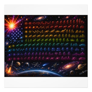 Kosmiskt amerikanskt flaggor Big Bang till männi Fototryck
