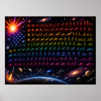 Kosmiskt amerikanskt flaggor | Big Bang till männi Poster
