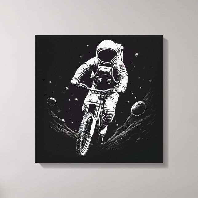 Kosmiskt Astronaut Cykelritt Utforskning Rymdävent Canvastryck (Framsida)