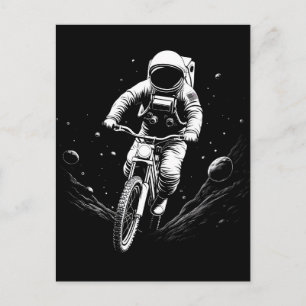 Kosmiskt Astronaut Cykelritt Utforskning Rymdävent Helg Vykort