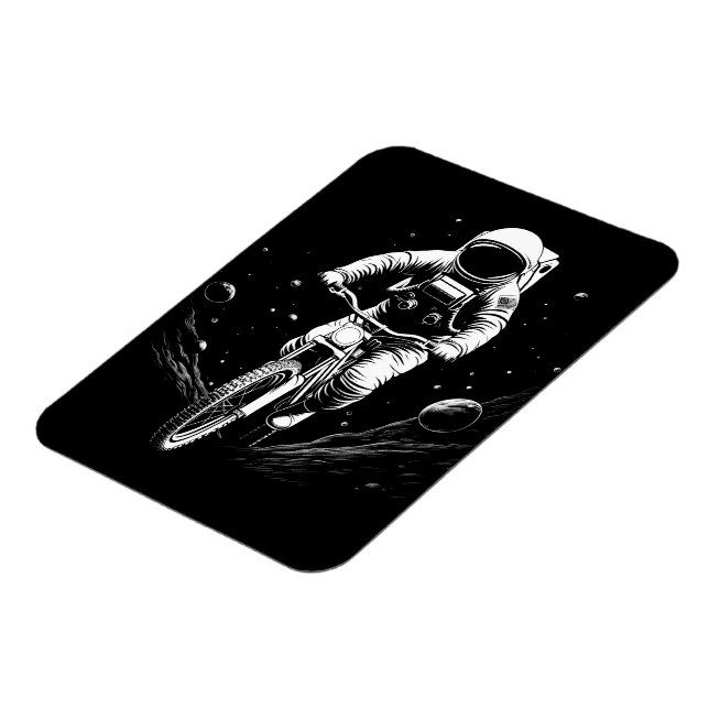 Kosmiskt Astronaut Cykelritt Utforskning Rymdävent Magnet (Vänstra Sidan)