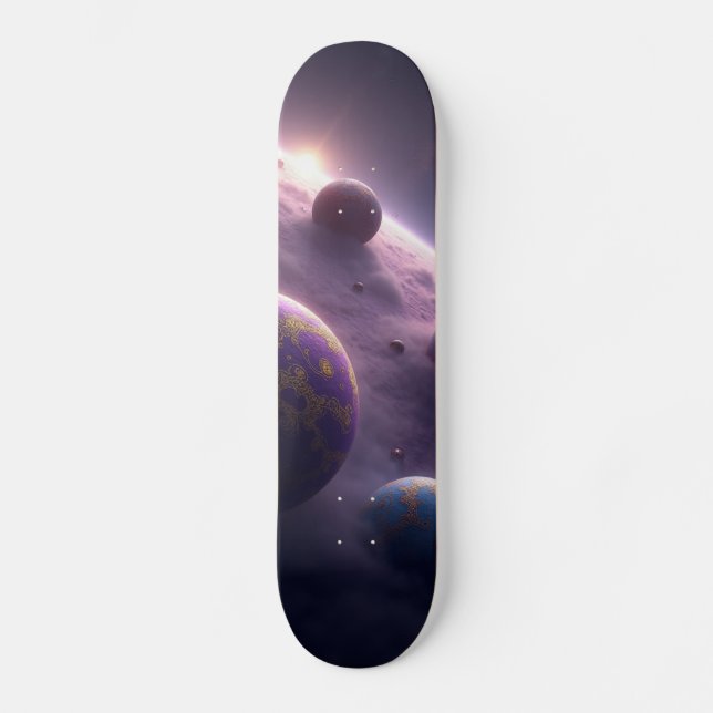 Kosmiskt Äventyr: Rymd & Planet Skateboard Design (Framsida)