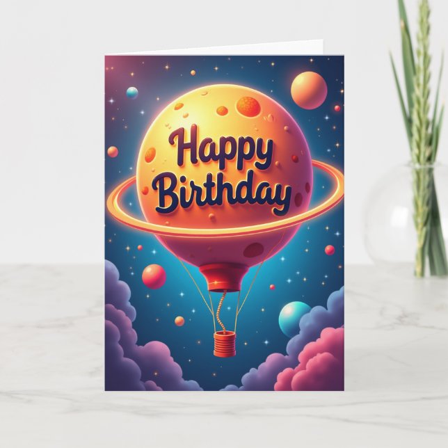 Kosmiskt ballongfödelsedagskort kort (Framsida)