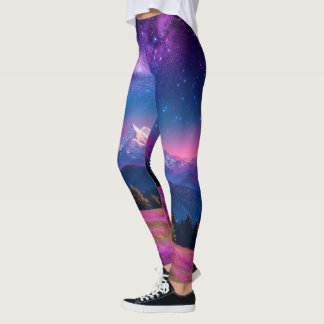 Kosmiskt Berg Neon Galax Natur Fantasi Leggings