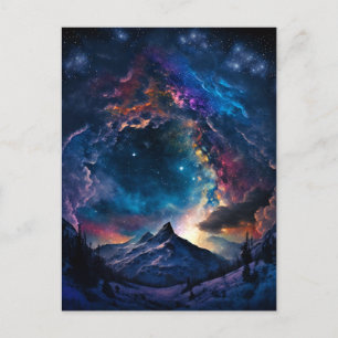 Kosmiskt bergsområde liggande vykort