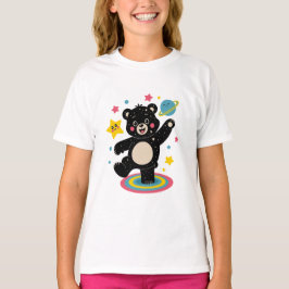 Kosmiskt björn med stjärnor och planeter - rutt ut t shirt