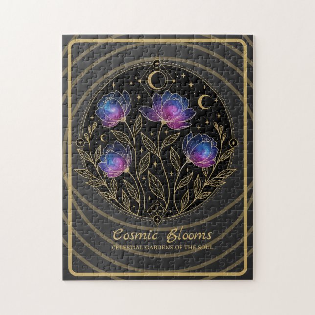 Kosmiskt blommande – Celestial floral mandala blom Pussel (Vertikal)