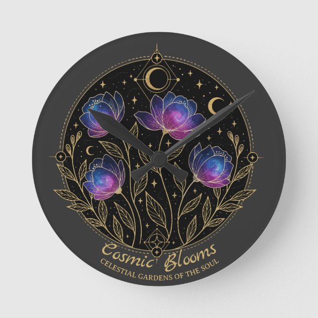 Kosmiskt blommande – Celestiala blommor (INGA NUMM Rund Klocka (Framsida)