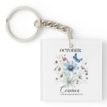 Kosmiskt blommande charm Nyckelring för oktober fö