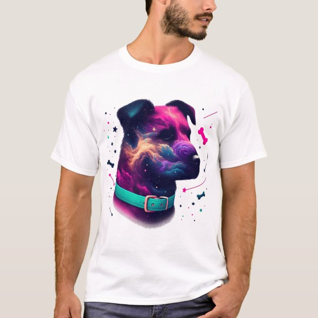 Kosmiskt Canine Grafiskt T-Shirt (Framsida)