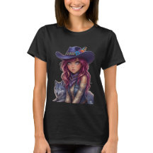 Kosmiskt Cowgirl & ande varg Vattenfärg Magic