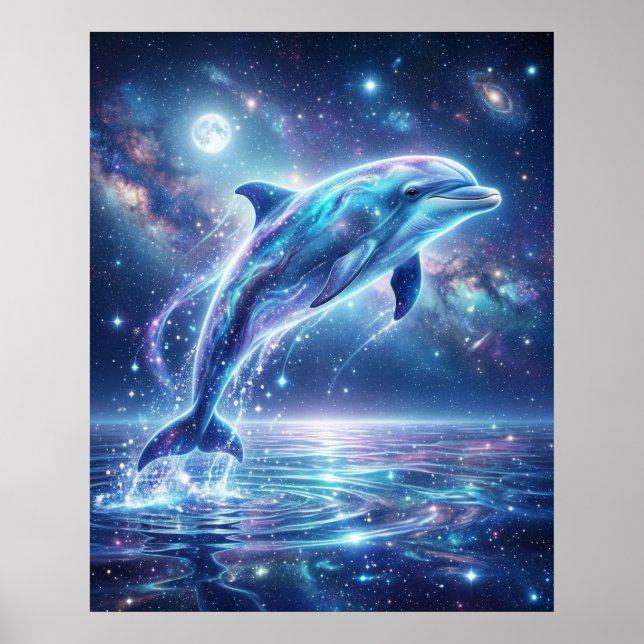Kosmiskt delfin stjärnflod poster (Framsidan)