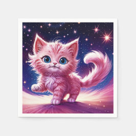 Kosmiskt djur rosa katt kattdjur modern stil pappersservett