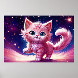 Kosmiskt djur rosa katt kattdjur modern stil poster